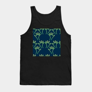 Cave Hands Anew Yellow-Green on Dark Blue Tank Top
